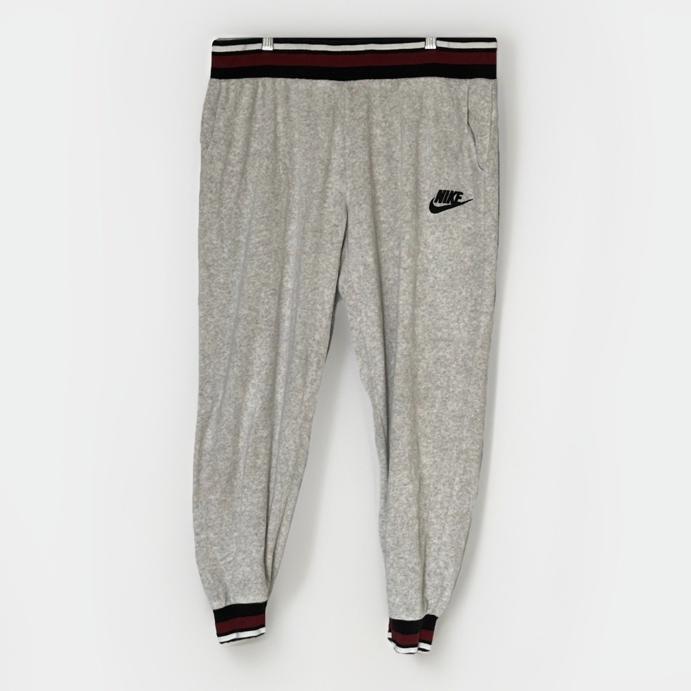 Vintage Nike Joggers Mens L Gray Terry Sweatpants‎ 90s Stripe Cuff Loungewear